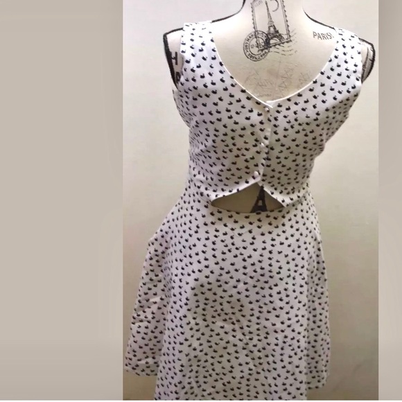 Cynthia Rowley Summer Dress White Swan Print 6 - Picture 5 of 8